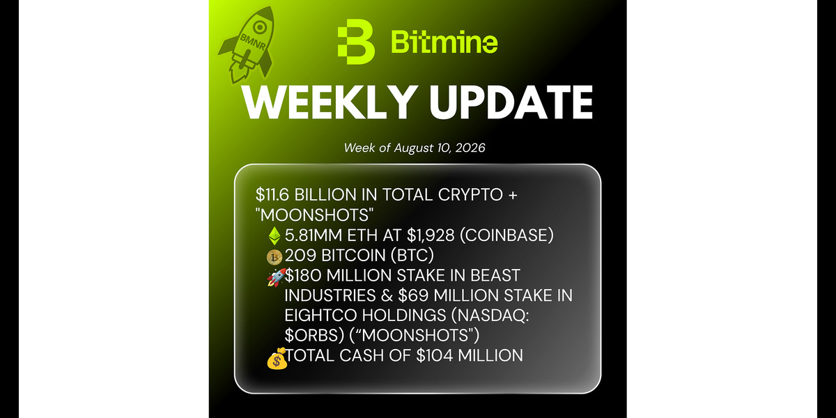 Bitmine Immersion Technologies (BMNR) Announces ETH Holdings Reach 5.81 Million Tokens, and Total Crypto and Total Cash Holdings of $11.6 Billion