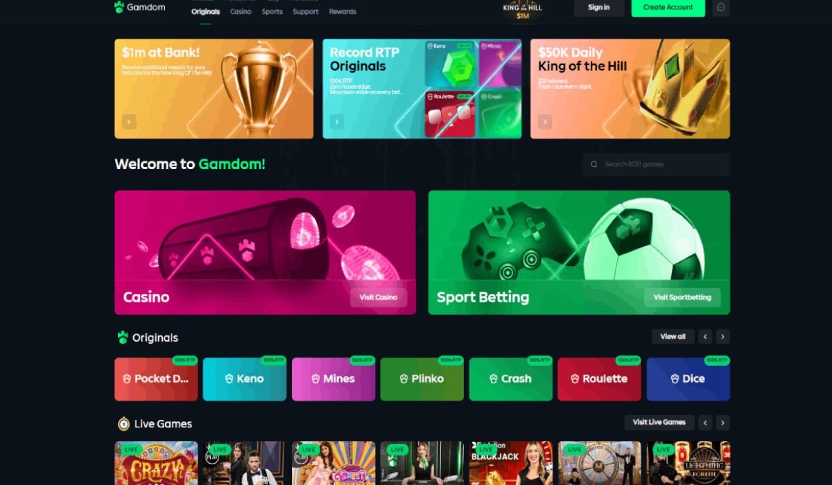 Gamdom Introduces 100% Return to Player Across All Original Crypto Casino Games