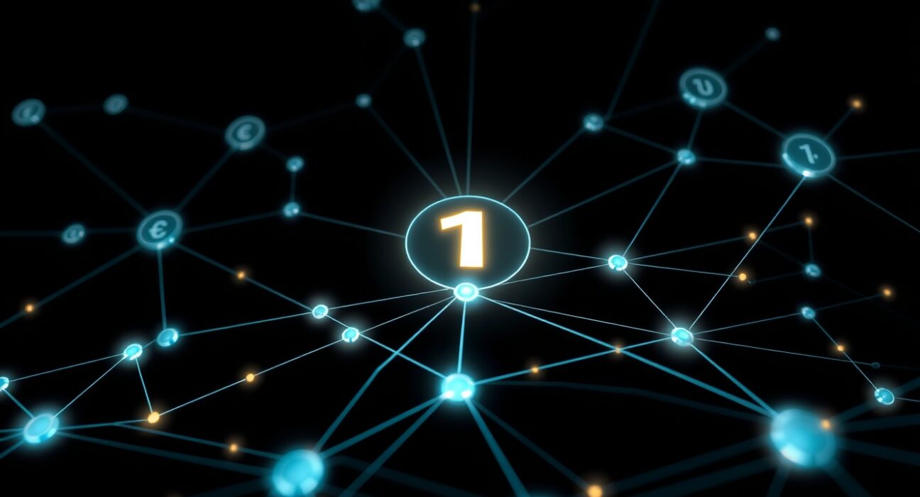 1inch Fusion mode decentralized finance network showing interconnected trading nodes and data flow