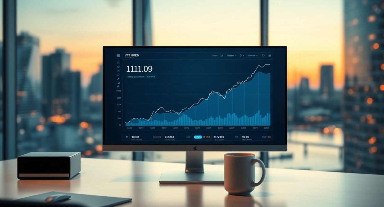 1INCH token price chart on a modern digital dashboard in a professional trading environment.