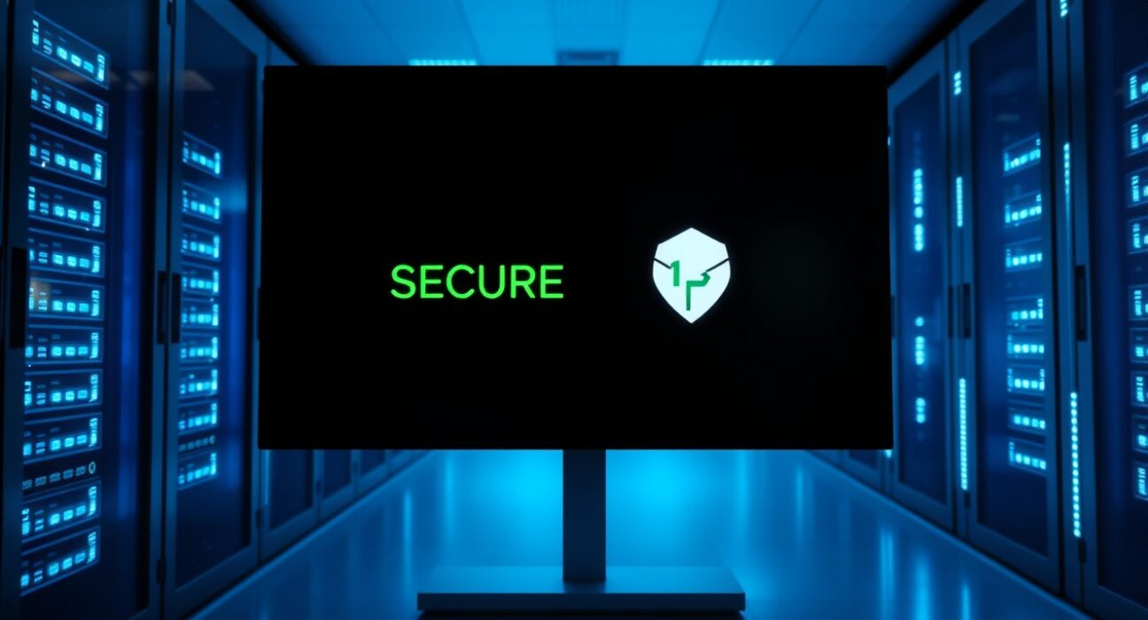 1inch security status display in a modern data center, indicating no impact from Trusted Volume hack
