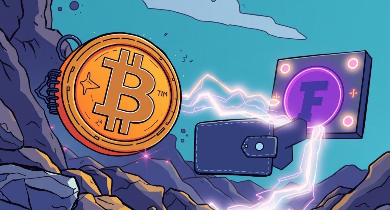 Cartoon illustration symbolizing a significant 2,000 BTC transfer from a mining pool to an anonymous digital wallet, highlighting its mysterious nature.
