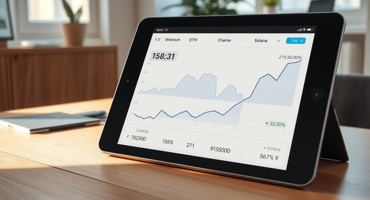 21Shares dividend announcement for Ethereum and Solana staking ETPs showing financial growth charts