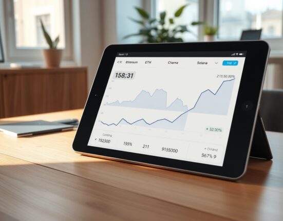 21Shares dividend announcement for Ethereum and Solana staking ETPs showing financial growth charts