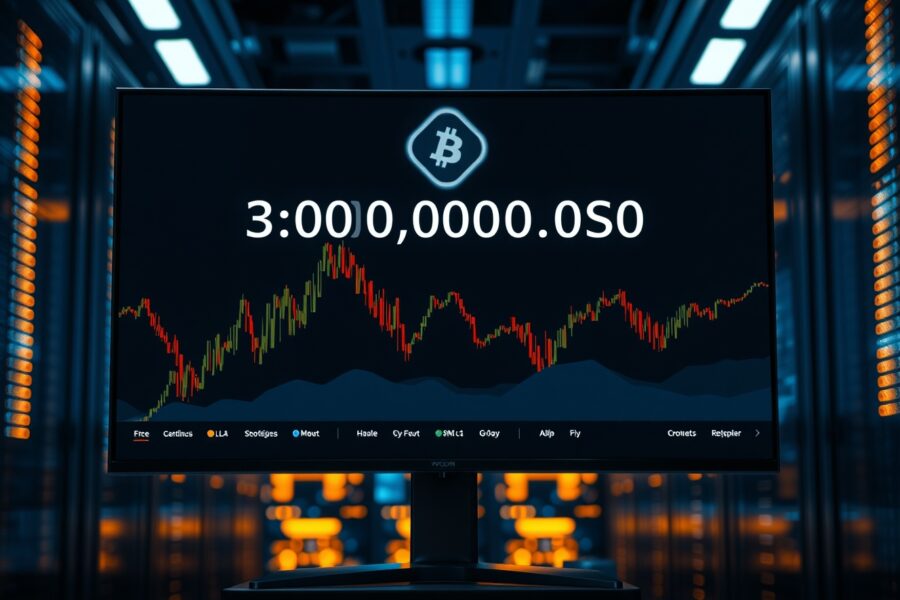 A computer monitor displays a cryptocurrency transaction confirmation for a 300 million USDT transfer from Binance to an unknown wallet.