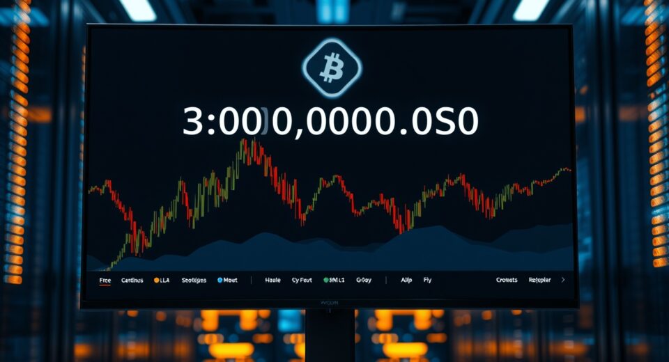 A computer monitor displays a cryptocurrency transaction confirmation for a 300 million USDT transfer from Binance to an unknown wallet.