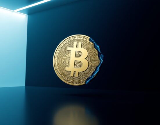 Abstract representation of a USDC stablecoin coin being burned in a dark, minimalist setting.