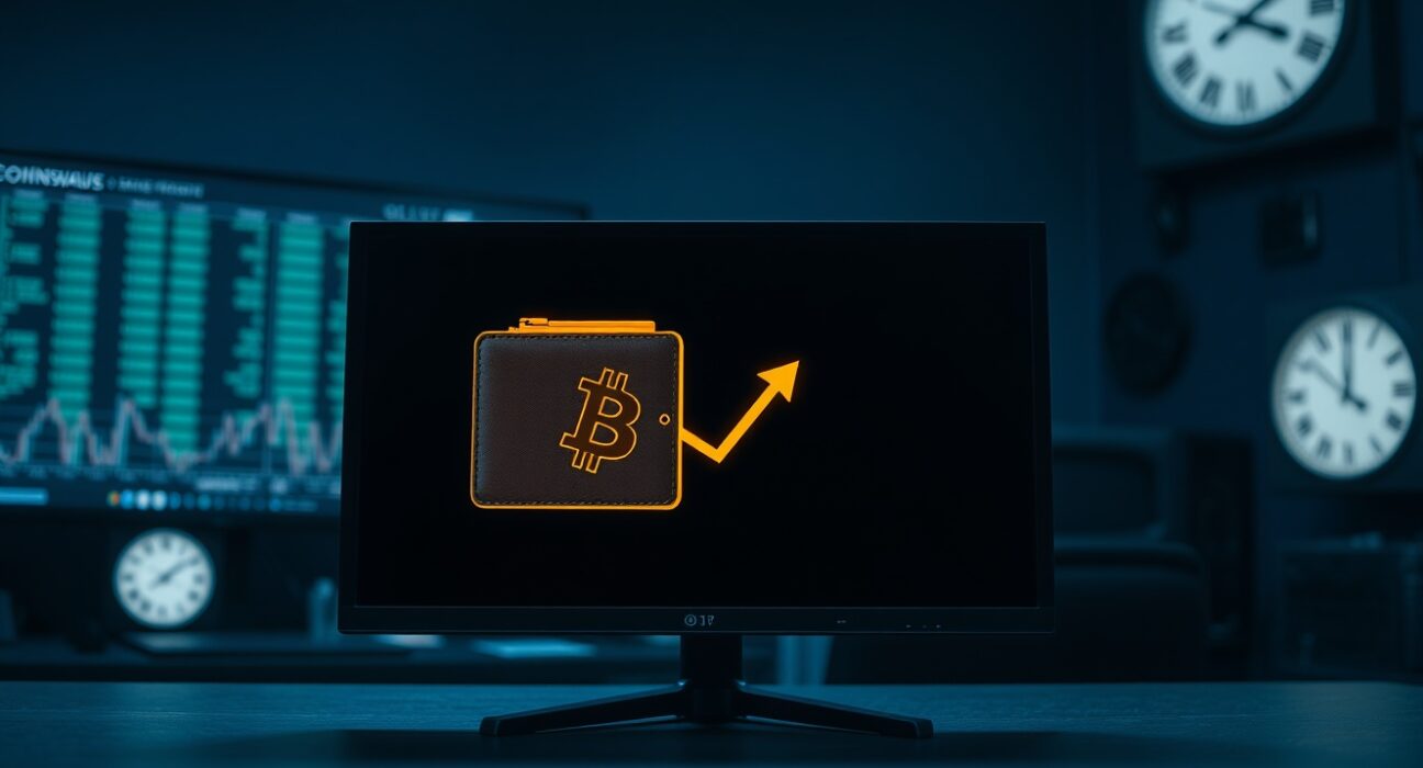 Bitcoin wallet interface showing deposit to Coinbase with blockchain data in background
