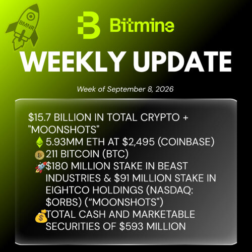 Bitmine Immersion Technologies (BMNR) Announces ETH Holdings Reach 5.93 Million Tokens, and Total Crypto and Total Cash Holdings of $15.7 Billion