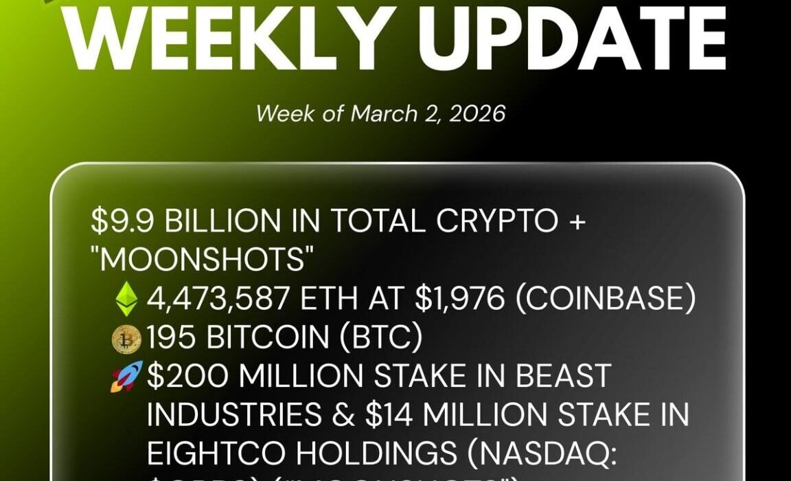 Bitmine Immersion Technologies (BMNR) Announces ETH Holdings Reach 4.474 Million Tokens, and Total Crypto and Total Cash Holdings of $9.9 Billion