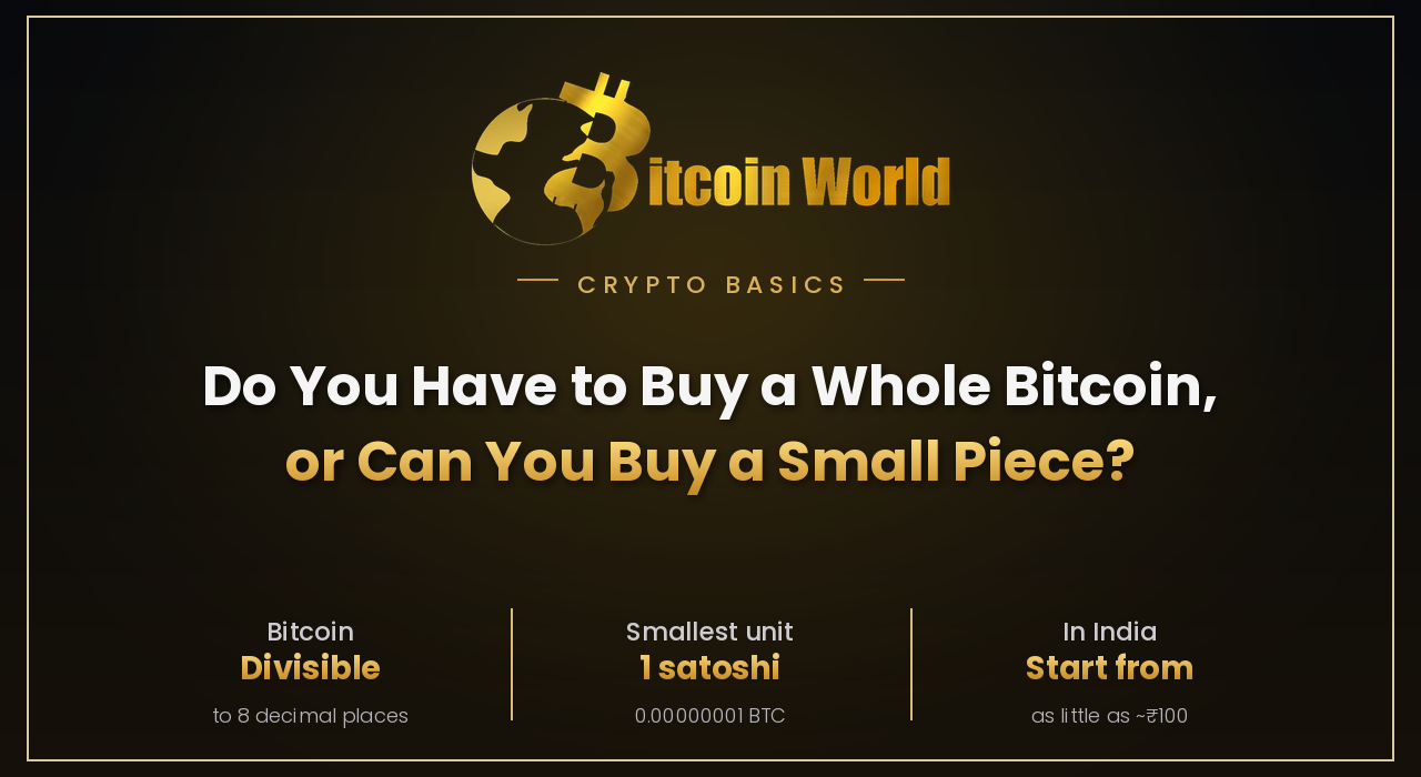 Does Someone Have to Buy a Whole Bitcoin or Can They Buy a Small Piece?