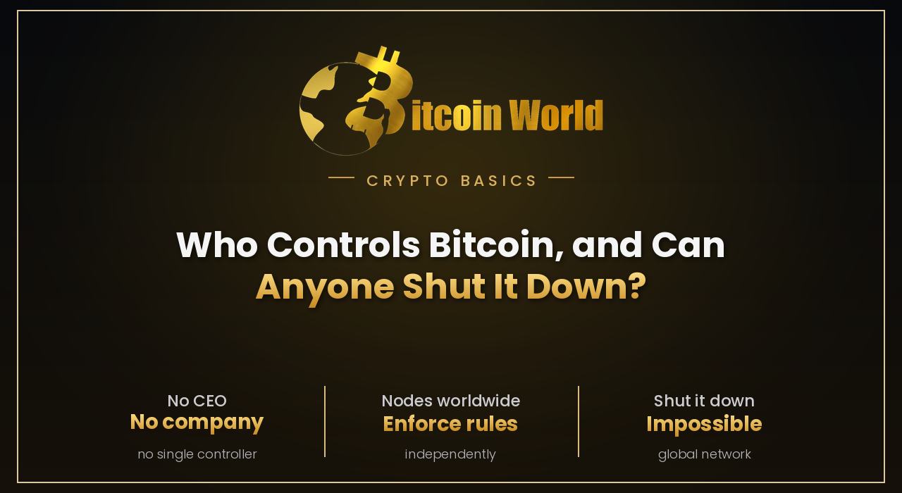 Who Controls Bitcoin, and Can Anyone Shut It Down?