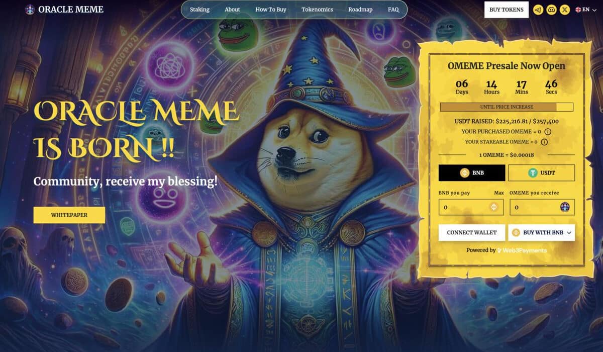 ORACLE MEME Coin Presale Achieves $208,000 Milestone in Minutes