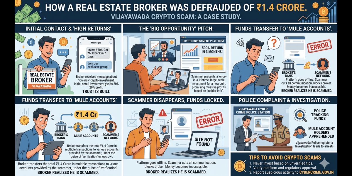 Vijayawada Crypto Scam: How a Real Estate Broker Was Defrauded of Rs 1.4 Crore