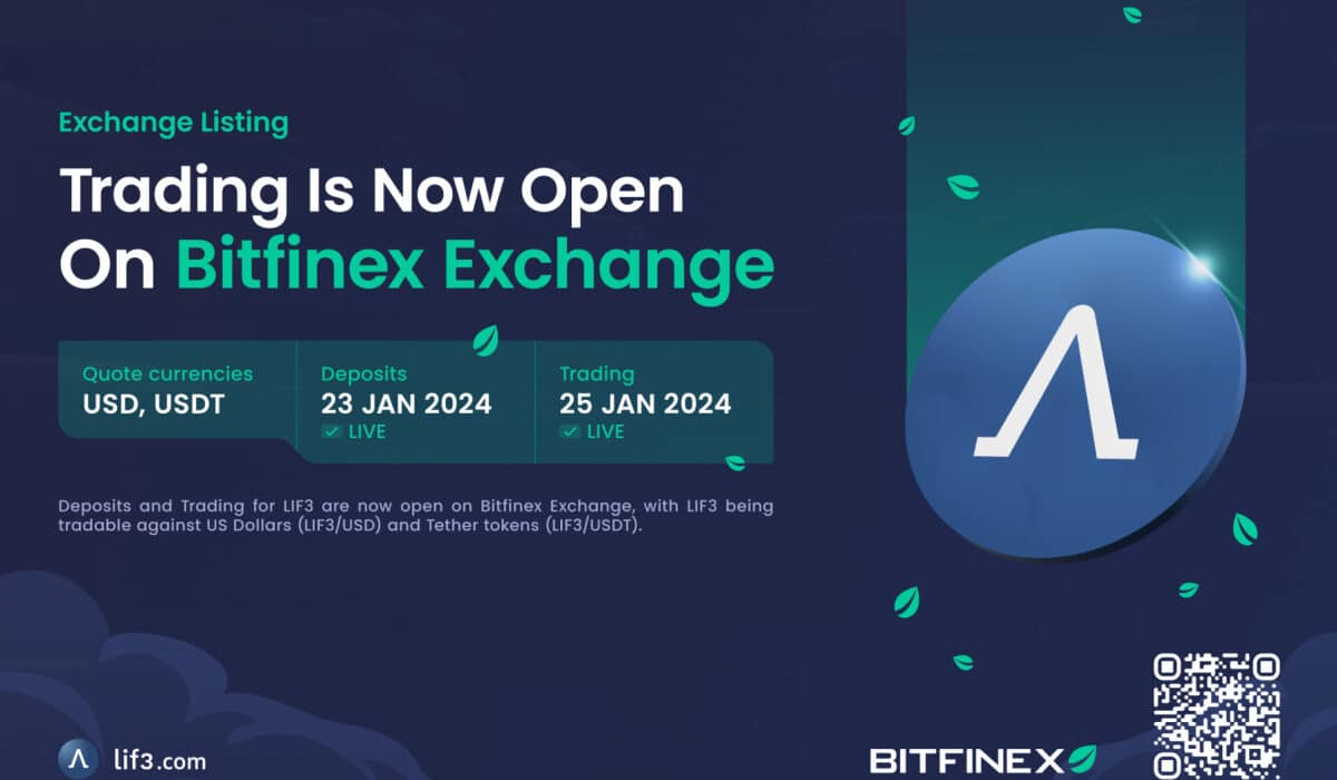 Lif3 Accelerates DeFi Adoption and Innovation with BitFinex Listing