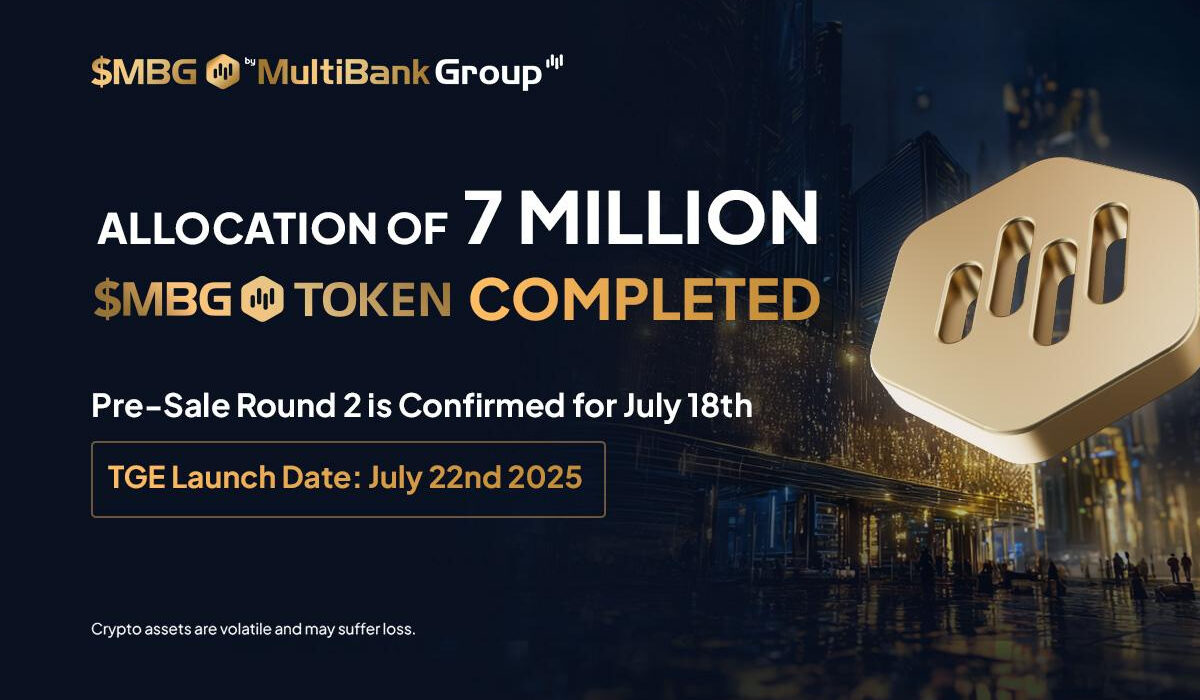 MultiBank Group Announces 7 Million $MBG Tokens Sold Out in Under One Hour During Initial Pre-Sale