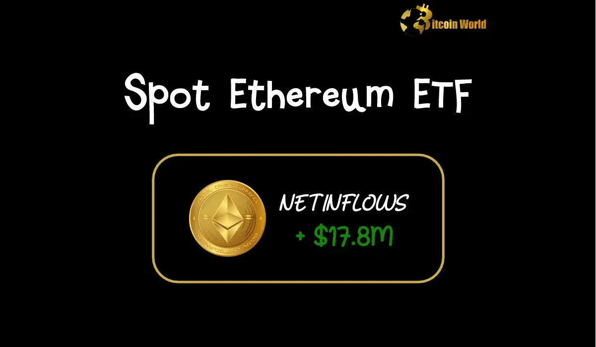 Spot ETH ETF Sees Positive $17.6M Surge in Inflows