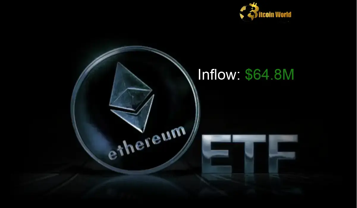 US Spot Ethereum ETF Inflows Surge $64.8M Boost Signals Strong Momentum
