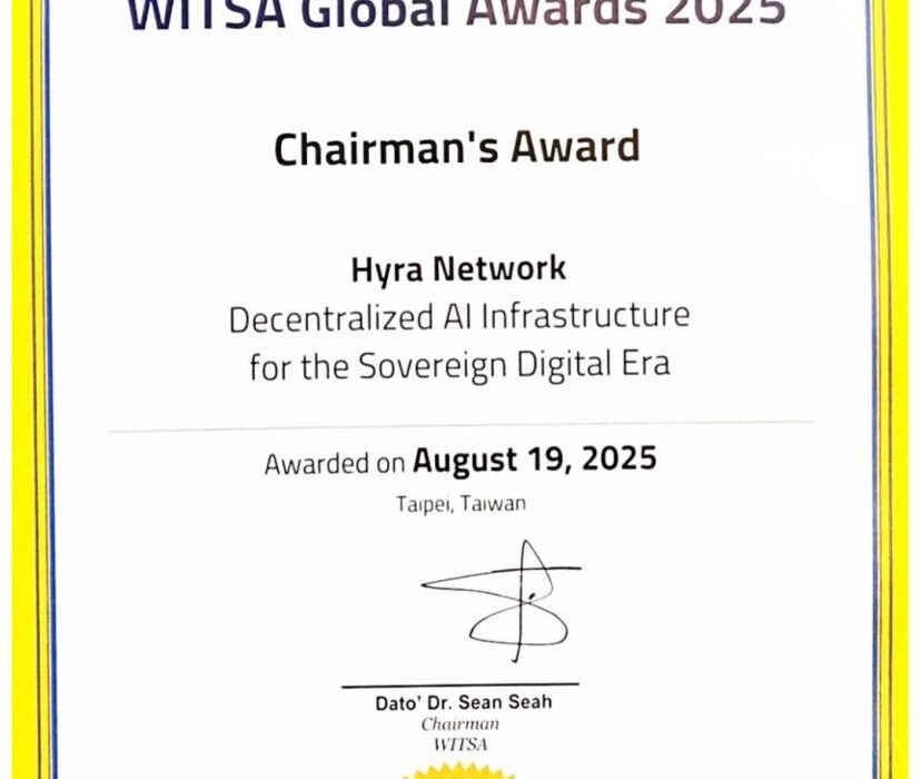 Hyra Network Wins Prestigious Chairman’s Award 2025 at WITSA Global AI Summit