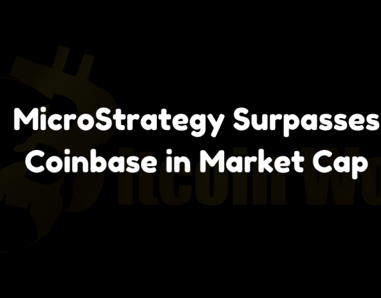 MicroStrategy surpasses Coinbase in market capitalization, reaching $49.54 billion and overtaking Coinbase's $44.87 billion valuation.