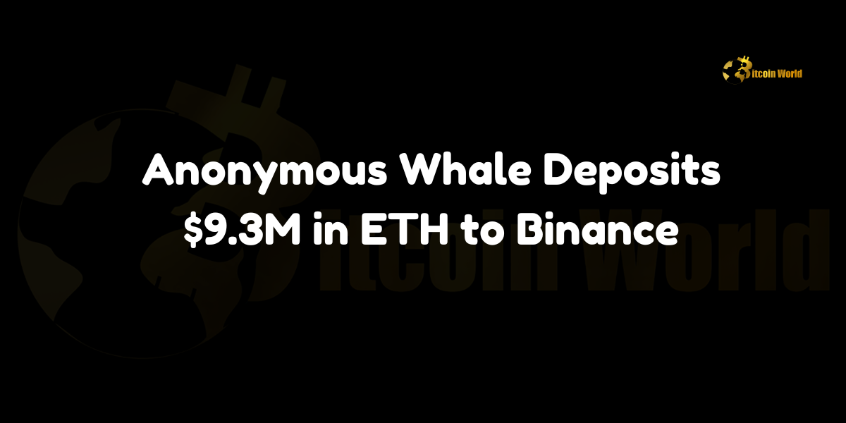 Anonymous whale deposits $9.3M in ETH to Binance.