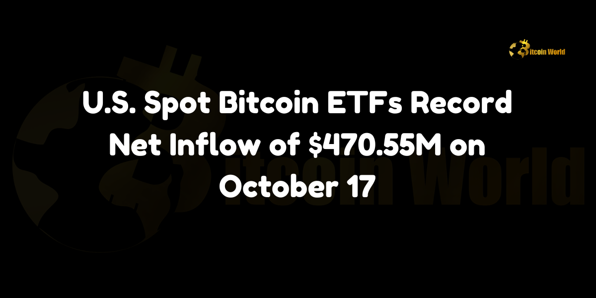 US spot Bitcoin ETFs saw a net inflow of $470.55M on October 17, led by BlackRock's IBIT.