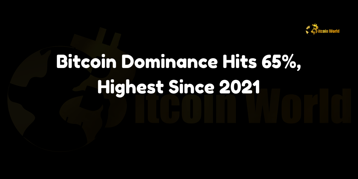 Bitcoin dominance surges to 65%, reaching highest level since 2021. Discover the factors driving Bitcoin's market share and its implications for the cryptocurrency ecosystem.