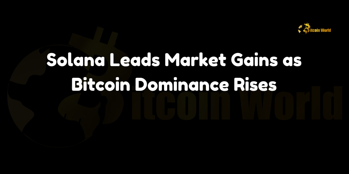 Solana leads crypto market gains with a 5% surge and memecoins like POPCAT rising up to 70%, while Bitcoin dominance hits over 57%, its highest since April 2021.