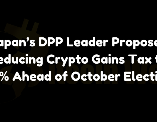 Japan’s DPP leader proposes reducing crypto gains tax to 20% ahead of October election.