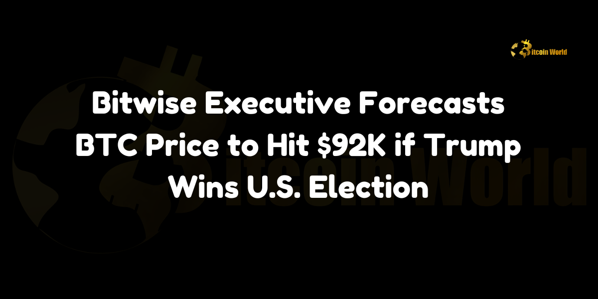 Bitwise executive Jeff Park forecasts Bitcoin could reach $92K if Donald Trump wins the U.S. election, while Mark Cuban predicts a short-term surge followed by potential declines.