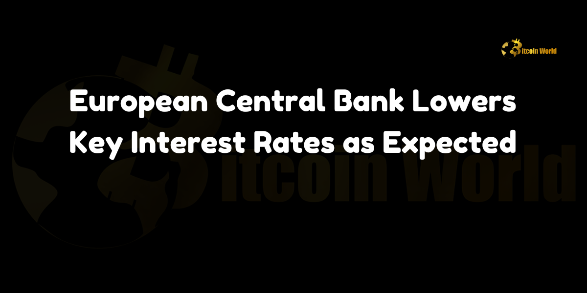 European Central Bank lowers key interest rates as expected, with deposit rate cut to 3.25%.