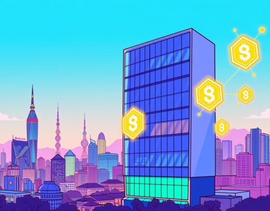 A vibrant cartoon illustration of a16z Crypto's new Seoul office, symbolizing their strategic expansion into the Asian market.