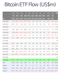 U.S. Spot Bitcoin ETFs Record $149.4M in Net Outflows on January 10