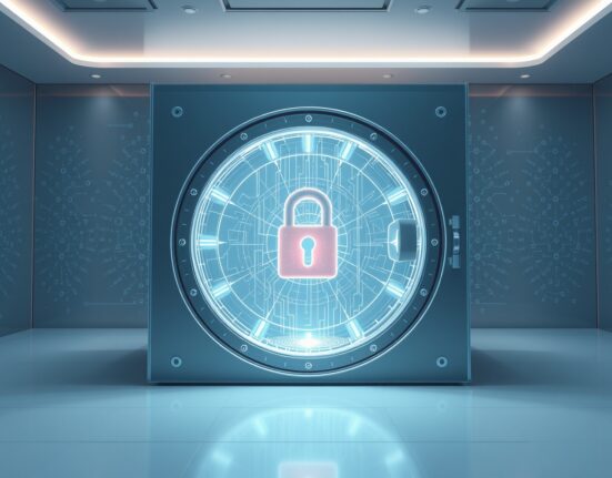 Aave protocol's dominance in decentralized finance total value locked represented by a secure digital vault.