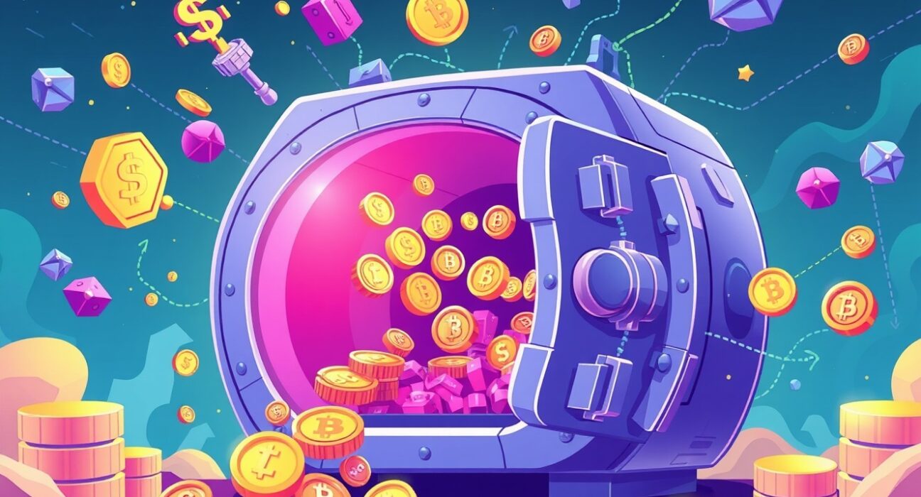 Aave Horizon collateral system accepting digital treasury tokens in vibrant blockchain illustration