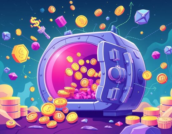 Aave Horizon collateral system accepting digital treasury tokens in vibrant blockchain illustration