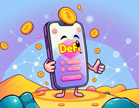 Aave Labs app on a smartphone showcasing DeFi features for easy crypto management.