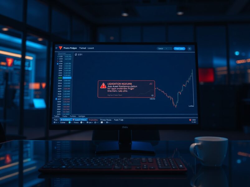 Aave DeFi platform interface showing a liquidation event for a crypto asset position