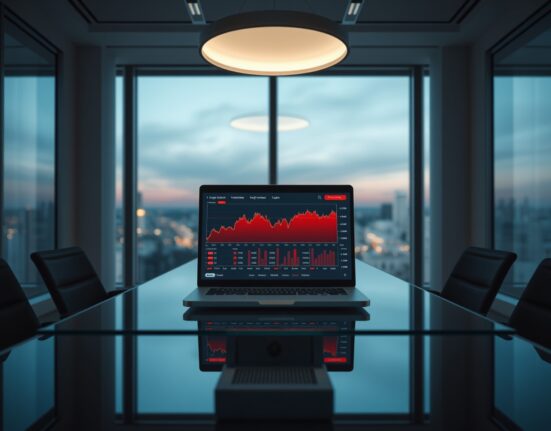 Aave crisis response meeting with laptop showing crypto trading dashboard after rsETH hack