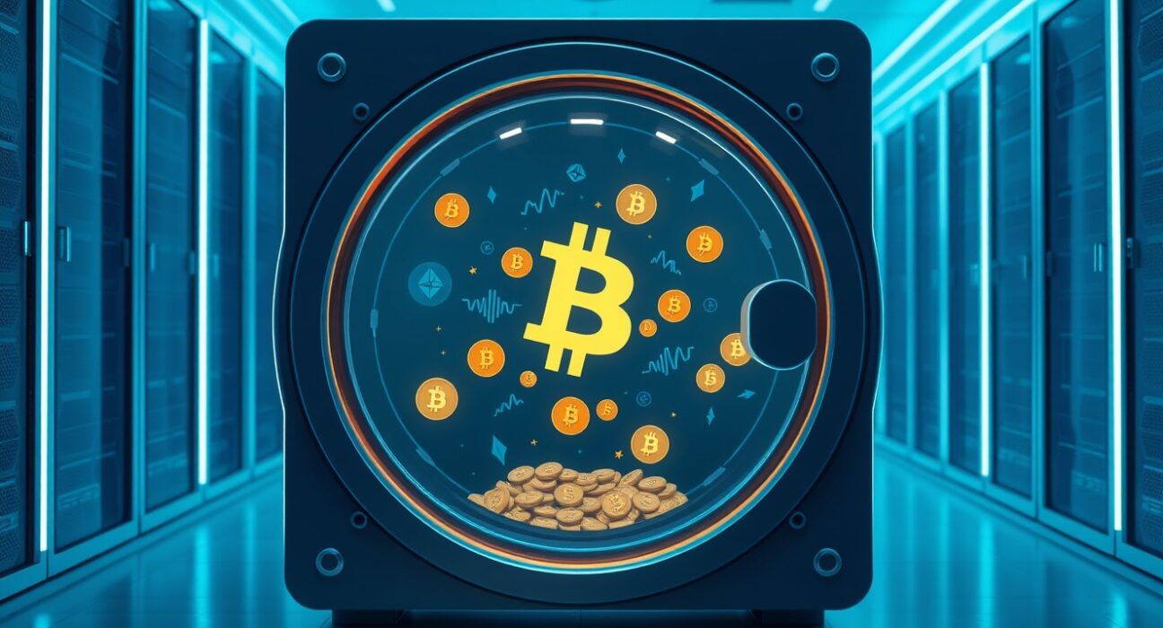 Aave V4 protocol digital vault receiving cryptocurrency deposits in a secure data center environment