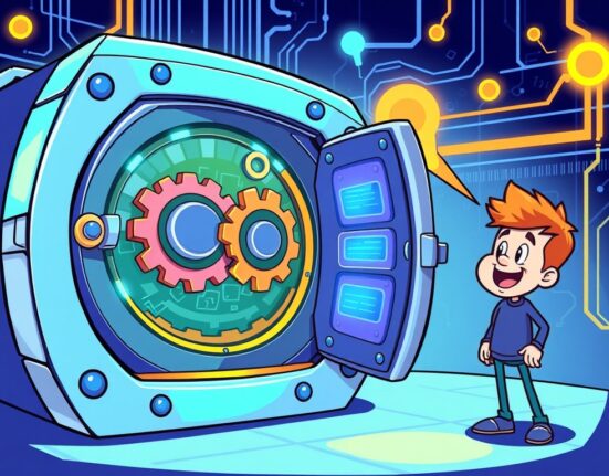 A cartoon illustration showing the innovative progress of Aave V4, symbolizing the exciting future of decentralized lending.