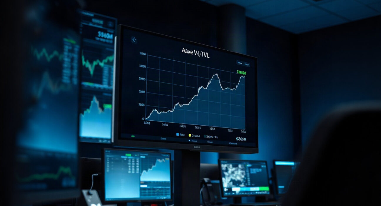 Aave V4 TVL chart showing $800 million on a trading dashboard