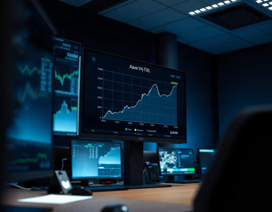 Aave V4 TVL chart showing $800 million on a trading dashboard