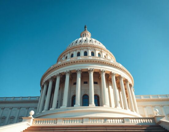 U.S. Capitol Building on a sunny day, representing the setting for stablecoin regulation debates.