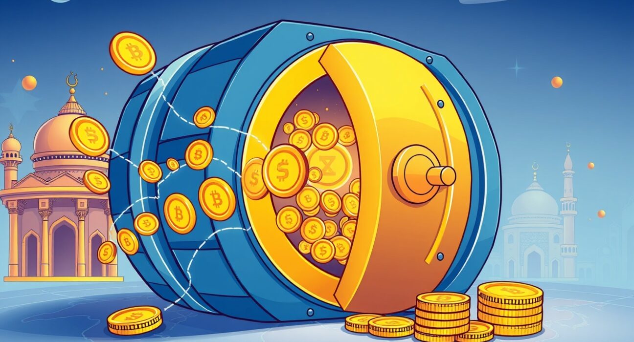 Illustration showing the tokenization of private equity investments through blockchain technology