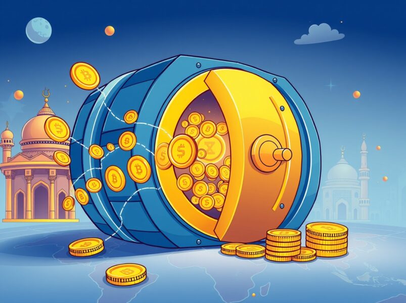 Illustration showing the tokenization of private equity investments through blockchain technology