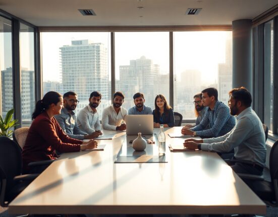 Accel partners discuss investment strategy in a modern Bengaluru office