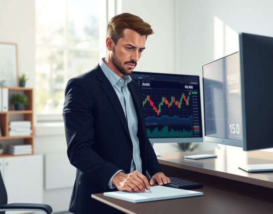 Financial analyst reviewing cryptocurrency market data charts for active ETP investment strategy.