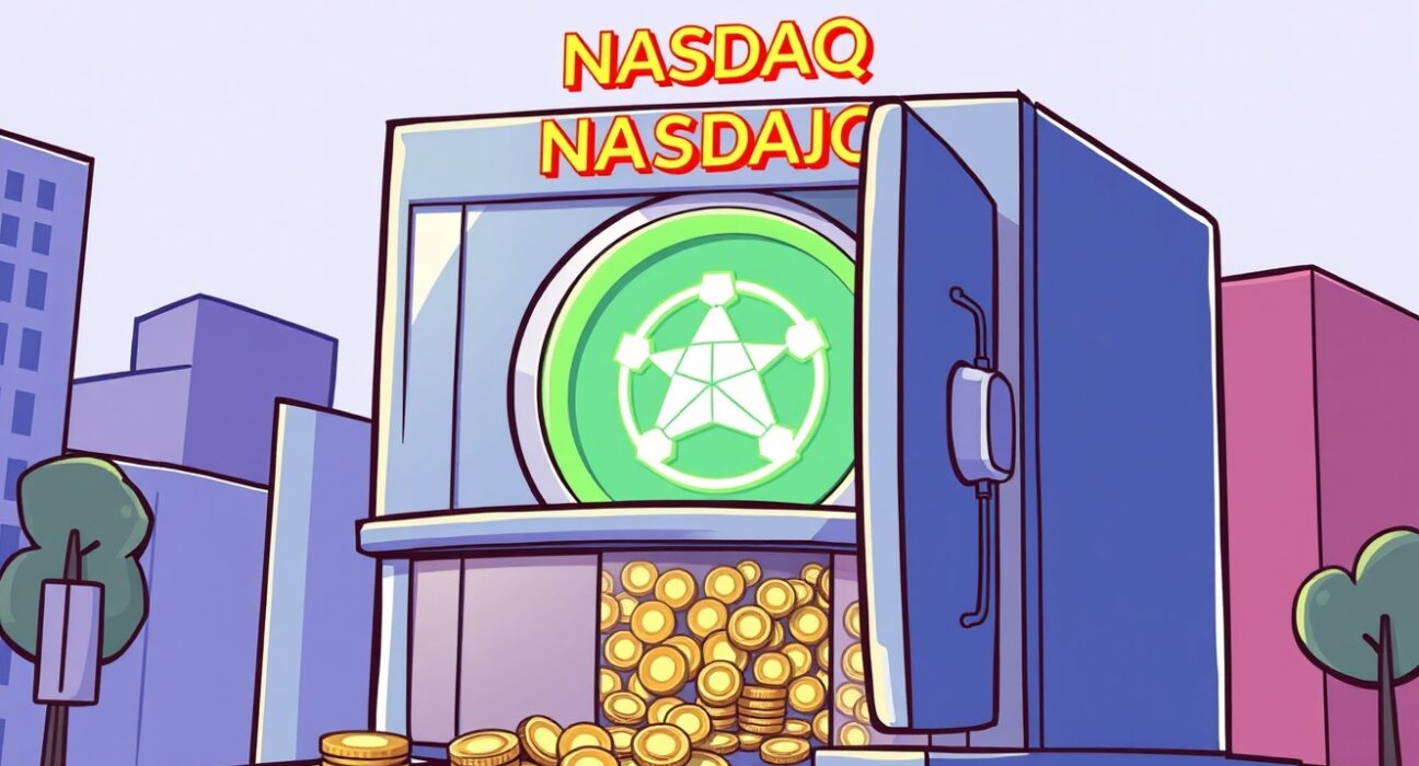 Cartoon showing a corporate entity adding ADA to its secure financial holdings, highlighting the trend of ADA corporate reserves.