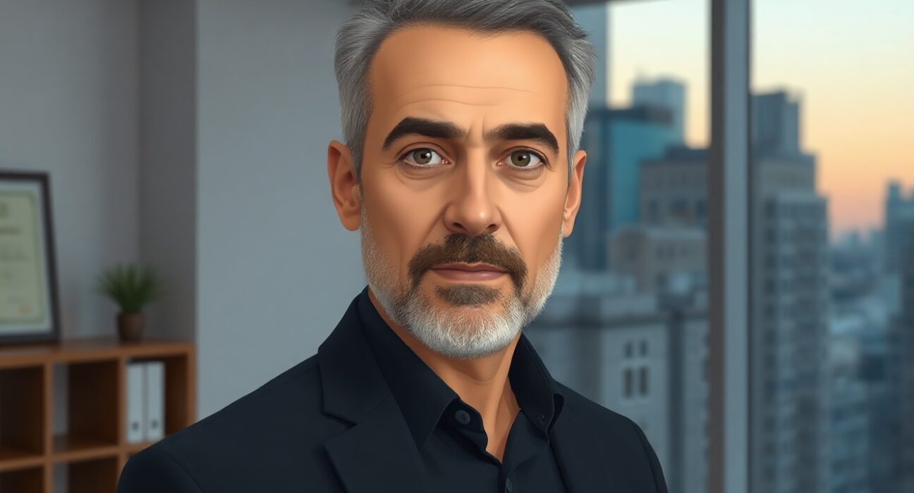 Adam Back, CEO of Blockstream, in a professional portrait with a serious expression